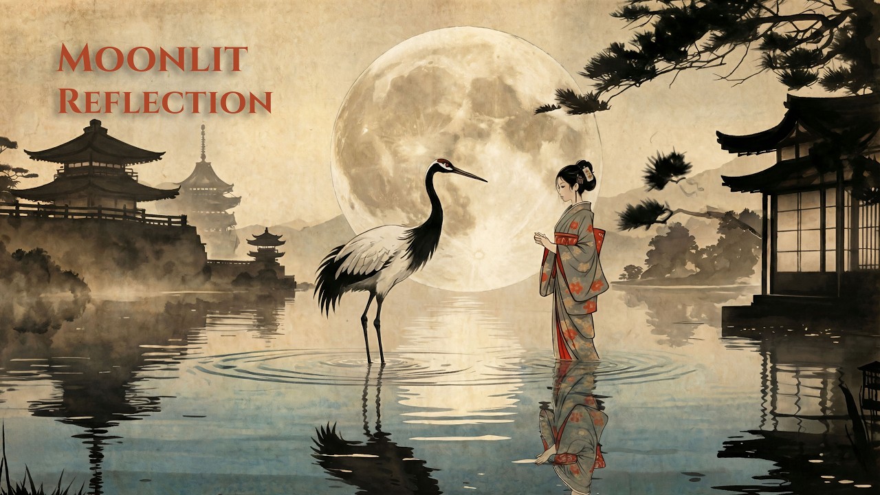 Dark Japanese Ambient 🌕 Moonlit Reflection | Inner Calm & Night Solitude