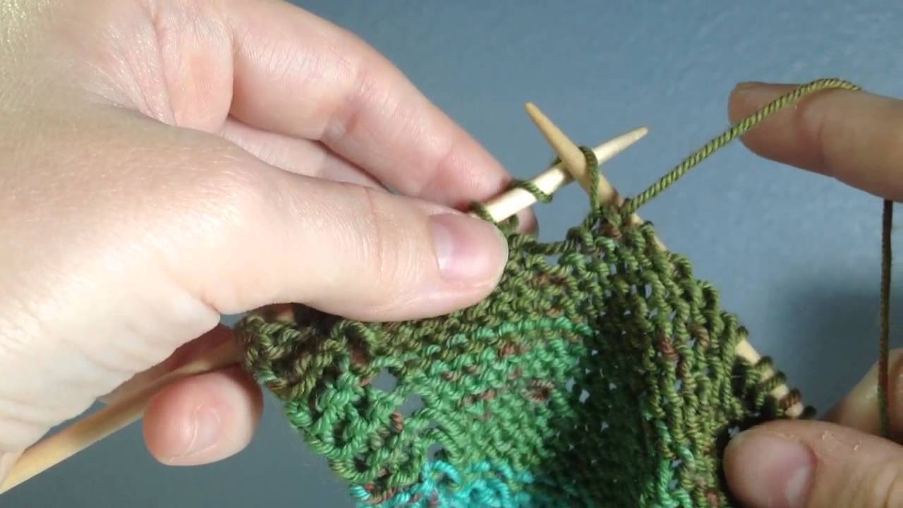 Front Back Perl into Double Yarnover