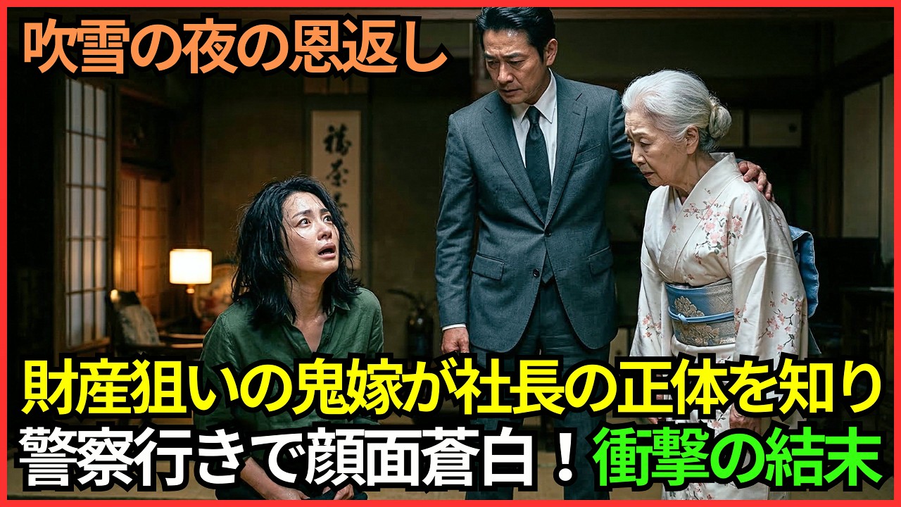 孤独な老婆が雪道で助けた、身寄りのないみすぼらしい青年――十年後、彼女の前に現れた真の姿とは…