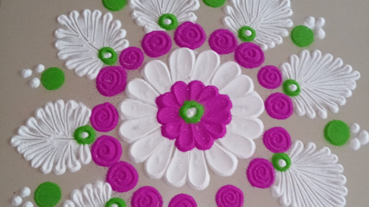 Colorful Free Hand Flower Rangoli | रंग-बिरंगी आसान रंगोली | Easy Rangoli Design #rangoli #trending
