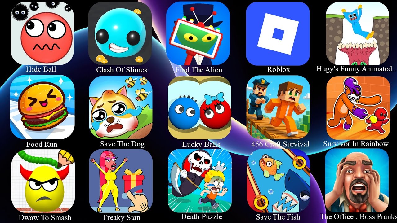 Freaky Stan, Find The Alien, Class Of Slimes, Lucky Balls, Draw To Smash, Hide Ball, Head Monter