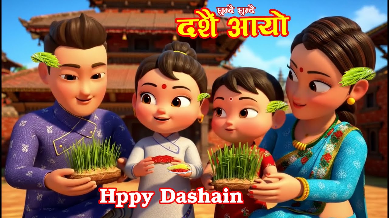 Dashain Aayo दशैं आयो | घुम्दै घुम्दै दशैं आयो | New Nepali Rhymes For Kids