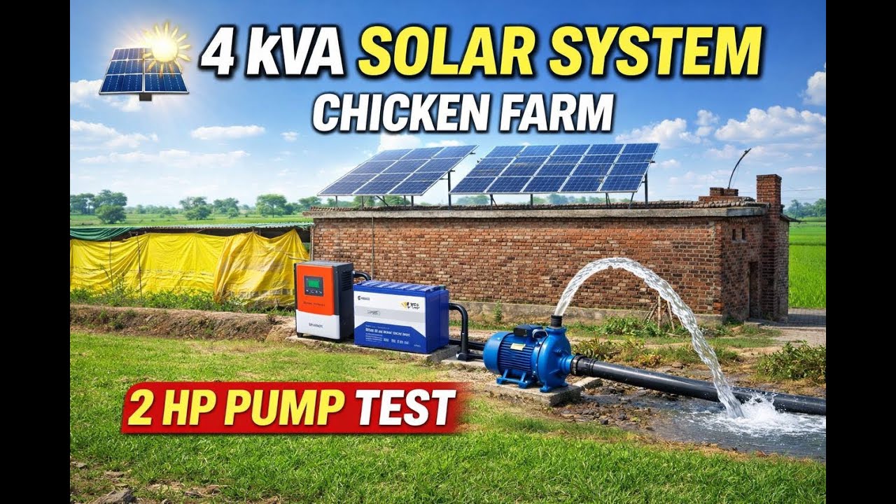 4 kVA Off Grid Solar System Installation | Chicken Farm | 2 HP Pump Running on Solar