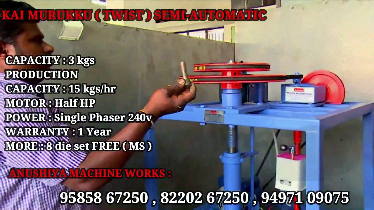 Kai Murukku | Twist Murukku | Semi-Automatic | PH : 95858 67250 | Anushiya Machine Works