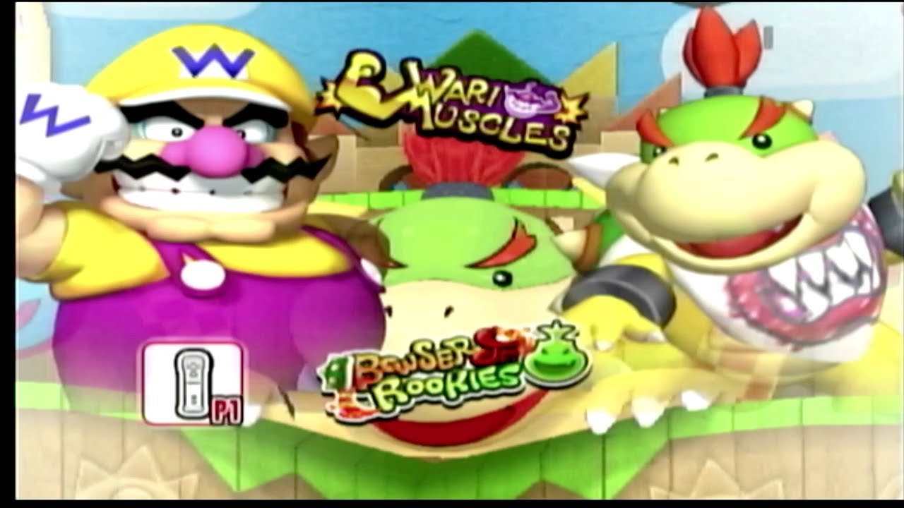 Mario Super Sluggers: Wario Muscles vs Bowser Jr. Rookies Gameplay HD