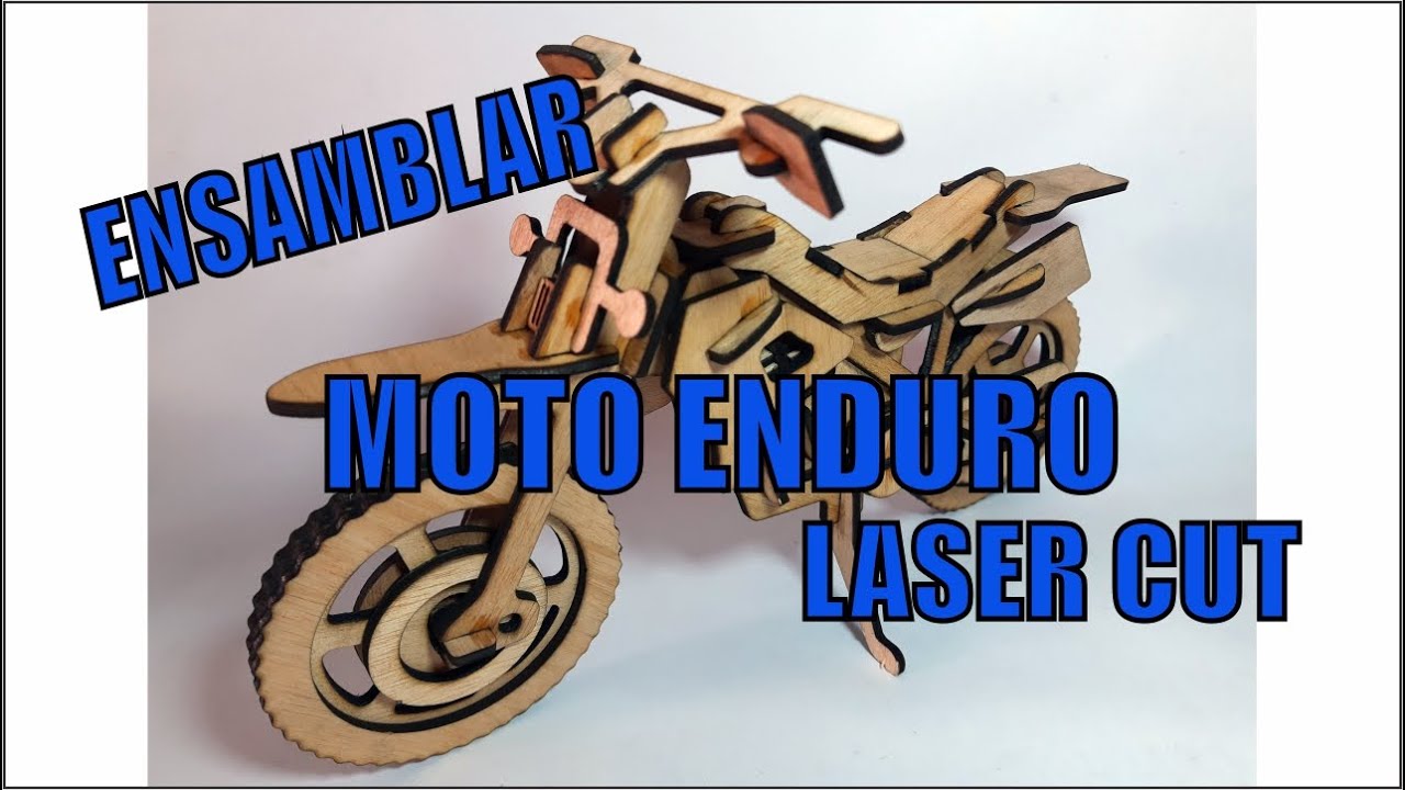 Ensamblar Moto Enduro. Pluzzle 3D, Corte Laser Co2 (Gratis Vectores DXF)