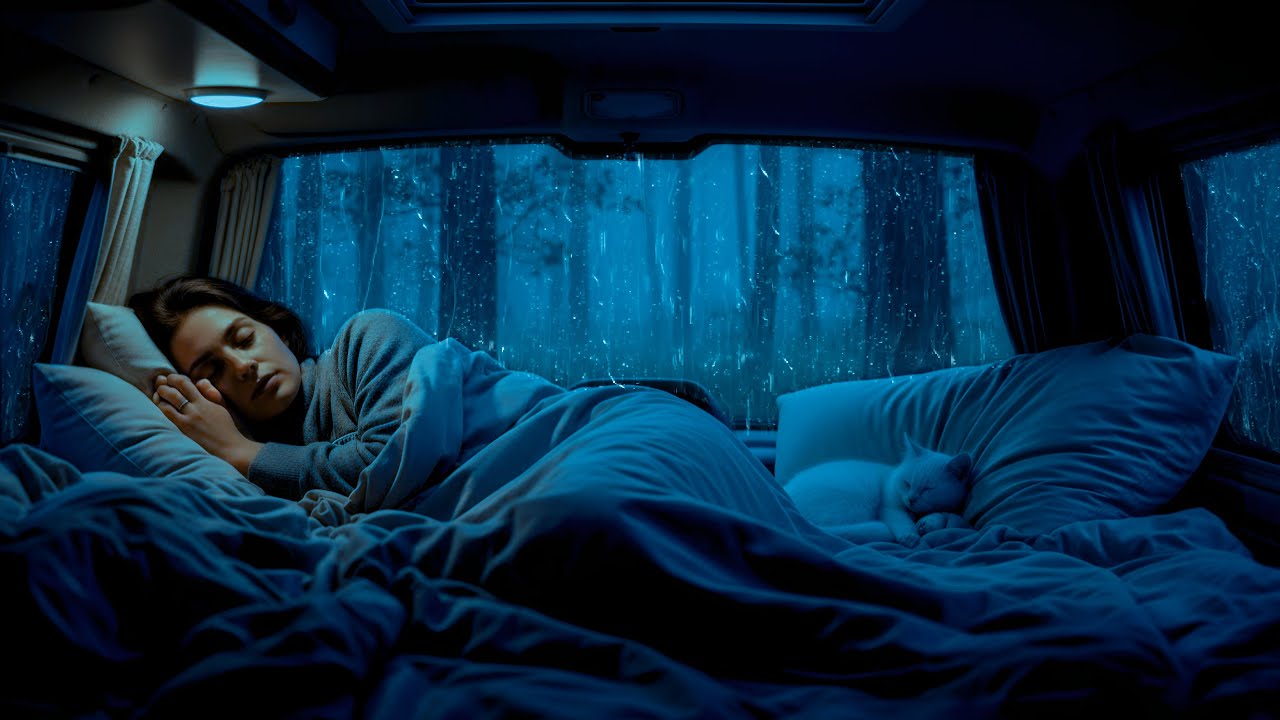 Cozy Van Sleep in Heavy Rain | Deep Rain Sounds for Sleeping & Relaxation