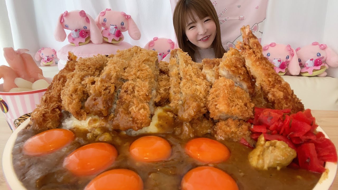 【大食い】カツカレーライス【もえあず】