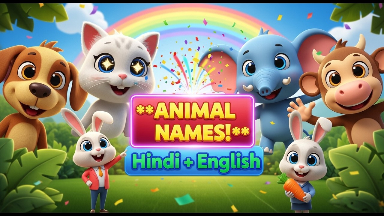 Animal Names in Hindi and English for Kids | जानवरों के नाम | Preschool Learning Video