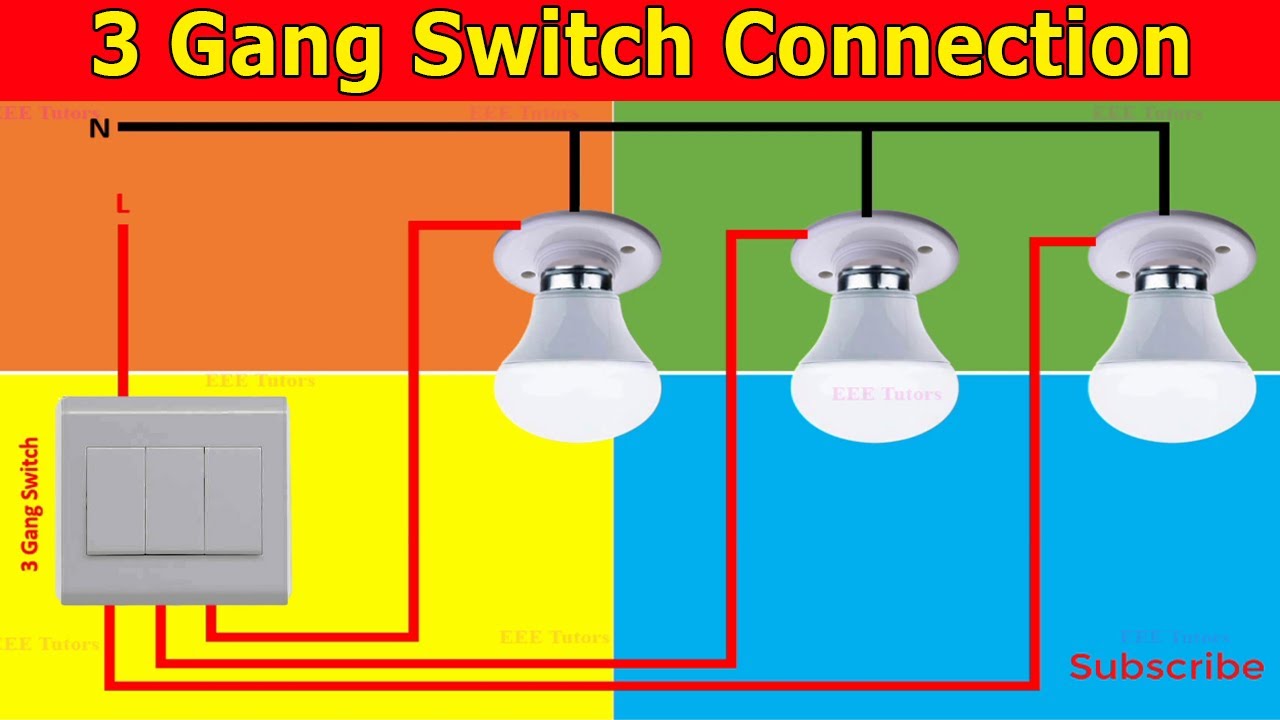 How To Connection 3 gang Switch | Electrical House Wiring Three Gang Switch Wiring Diagram