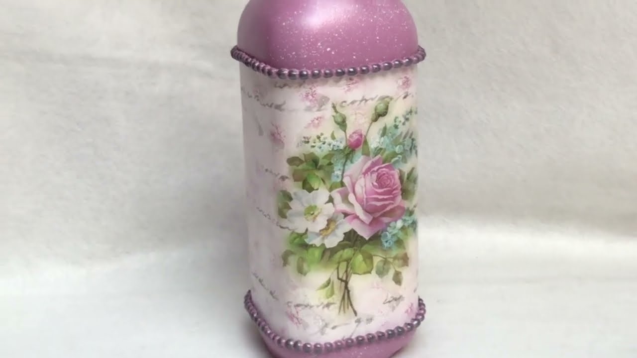 Garrafa Decorada com Decoupage e várias técnicas- Surpreendente