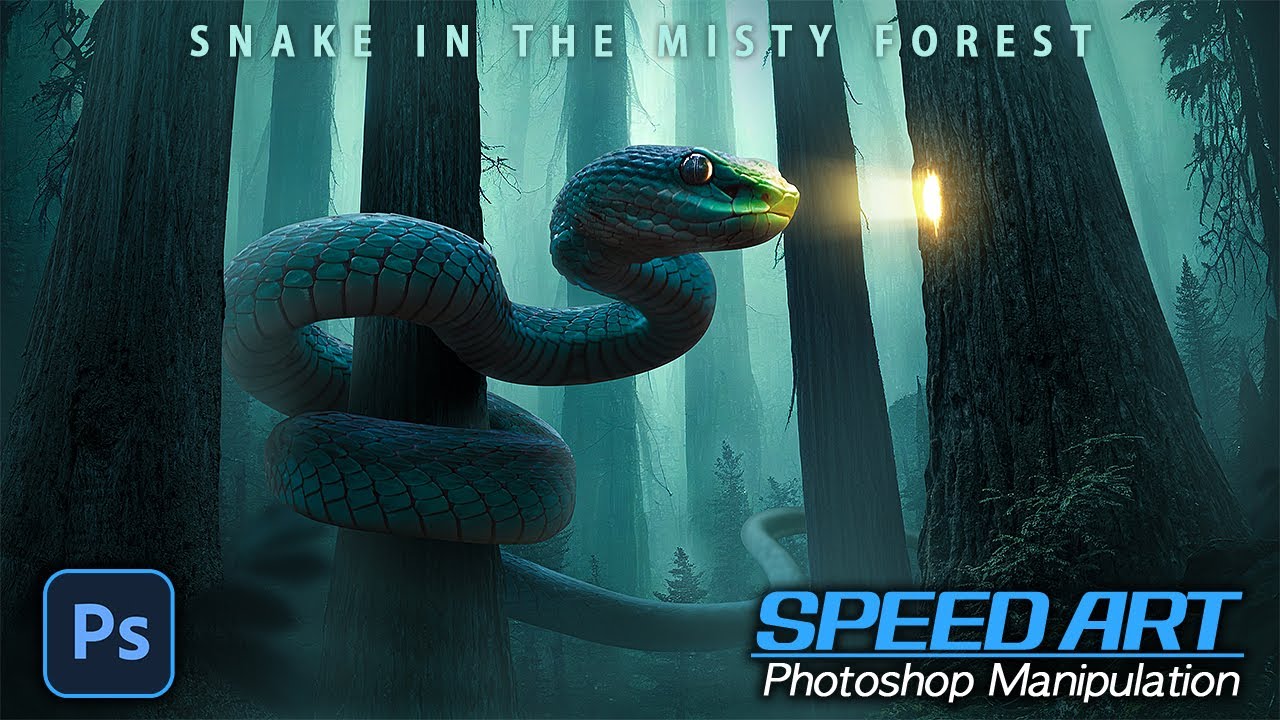 The monster snake in forest | PSMagic Photoshop manipulation