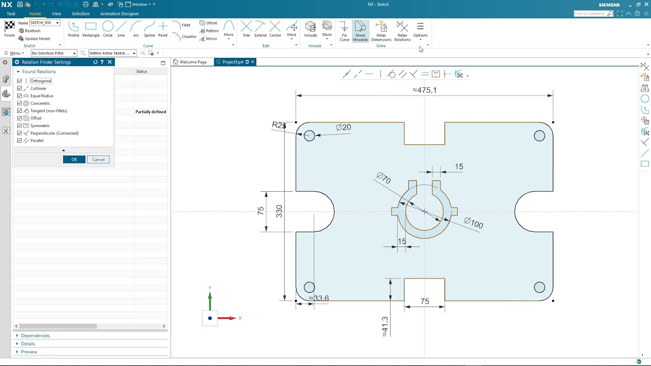 Siemens NX Sketch Demo Video