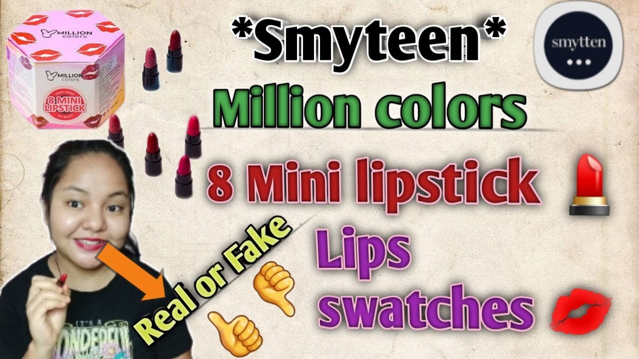 Smyteen Million colors 8 mini lipstick 💄 Swatches🤩// Honest Review Real or Fake. #smytten