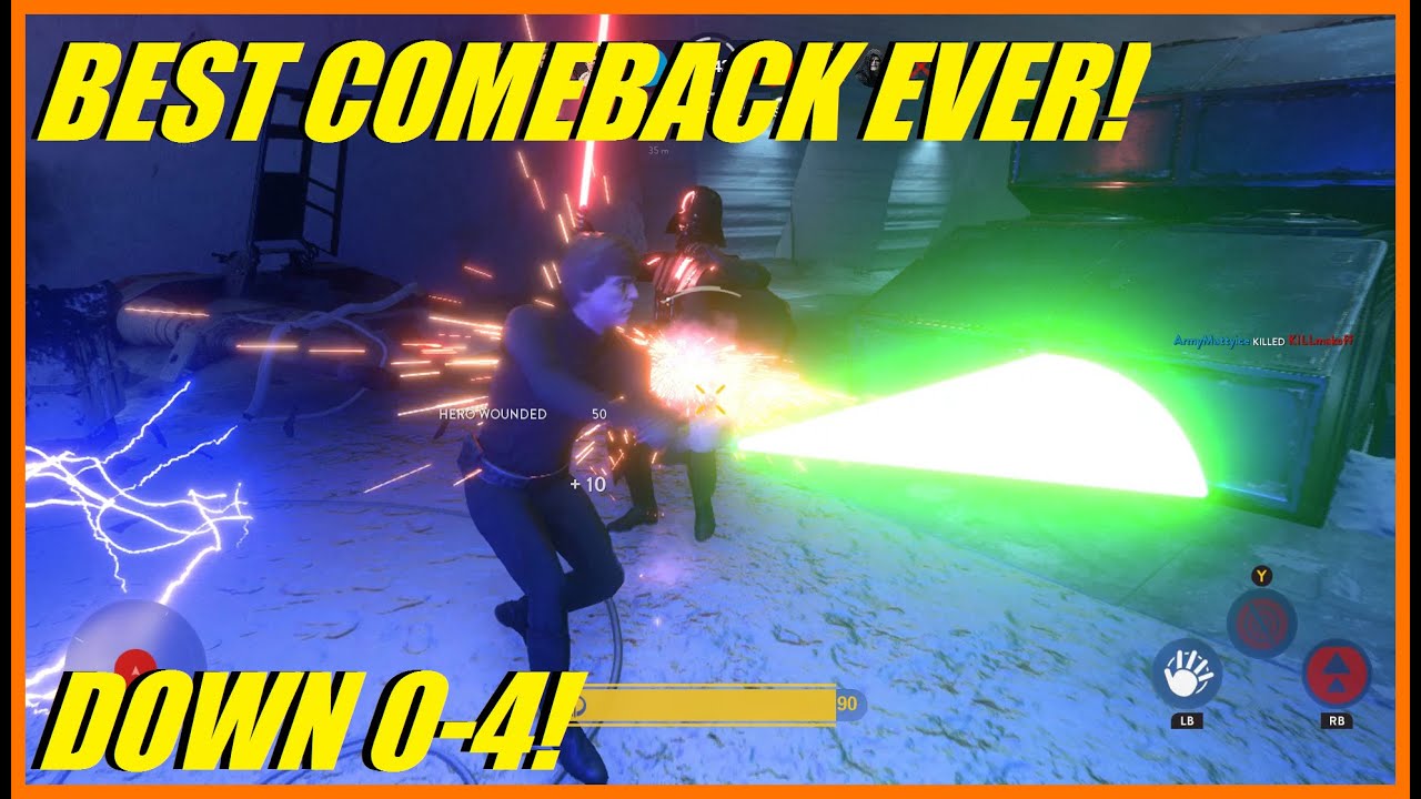 Star Wars Battlefront - BEST HEROES VS VILLAINS COMEBACK EVER! | DOWN 0-4! (4.00 K/D)