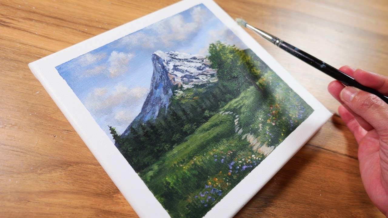 Easy Mountain Landscape Acrylic Painting | Path to the Peak | Step-by-Step for Beginners