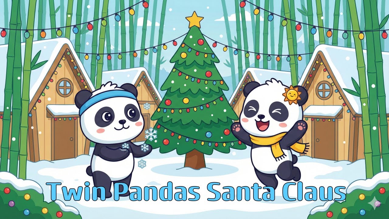 Twin Pandas Santa Claus is Jolly