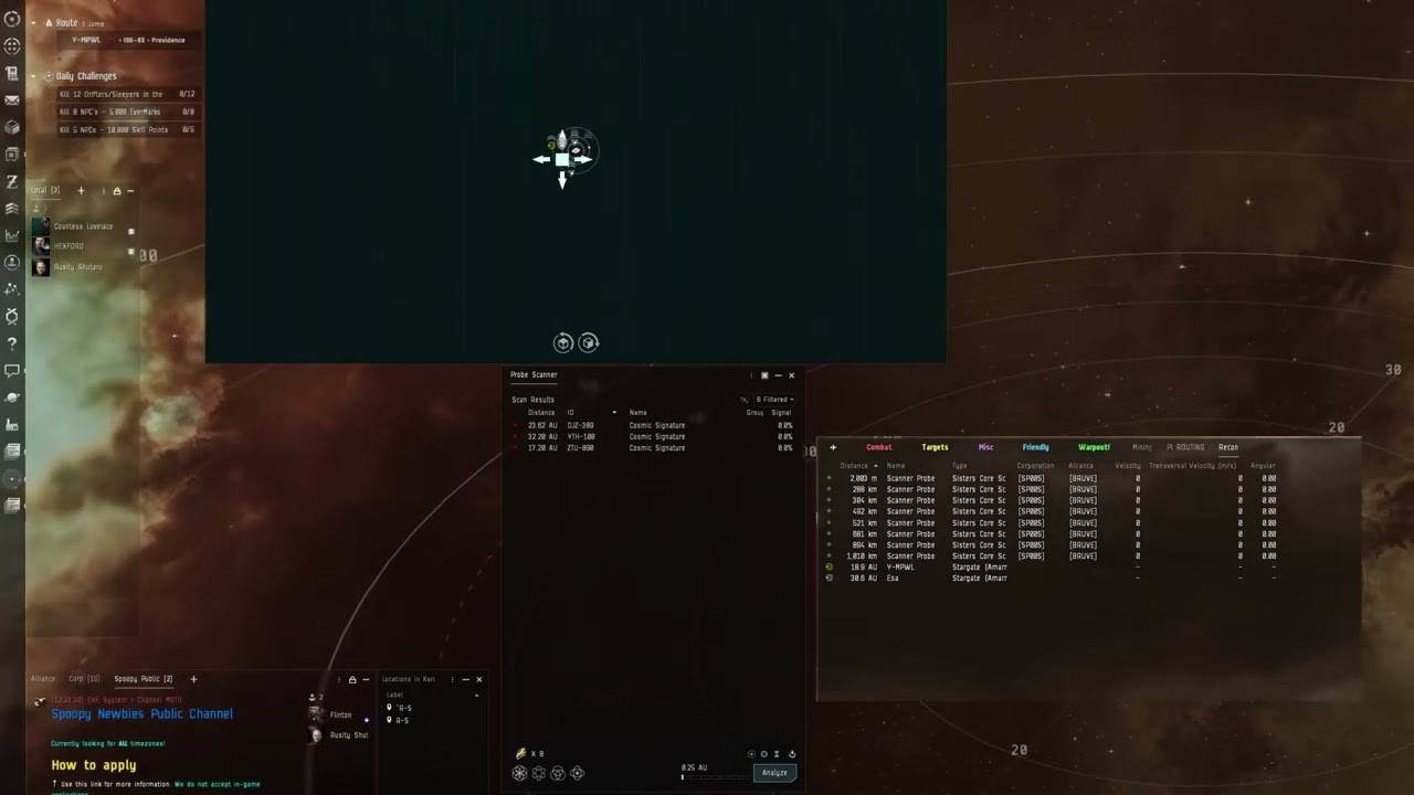 Быстрая тактическая сетка со сканирующими зондами - Rusity Shutary - Eve Online - март 2024 года