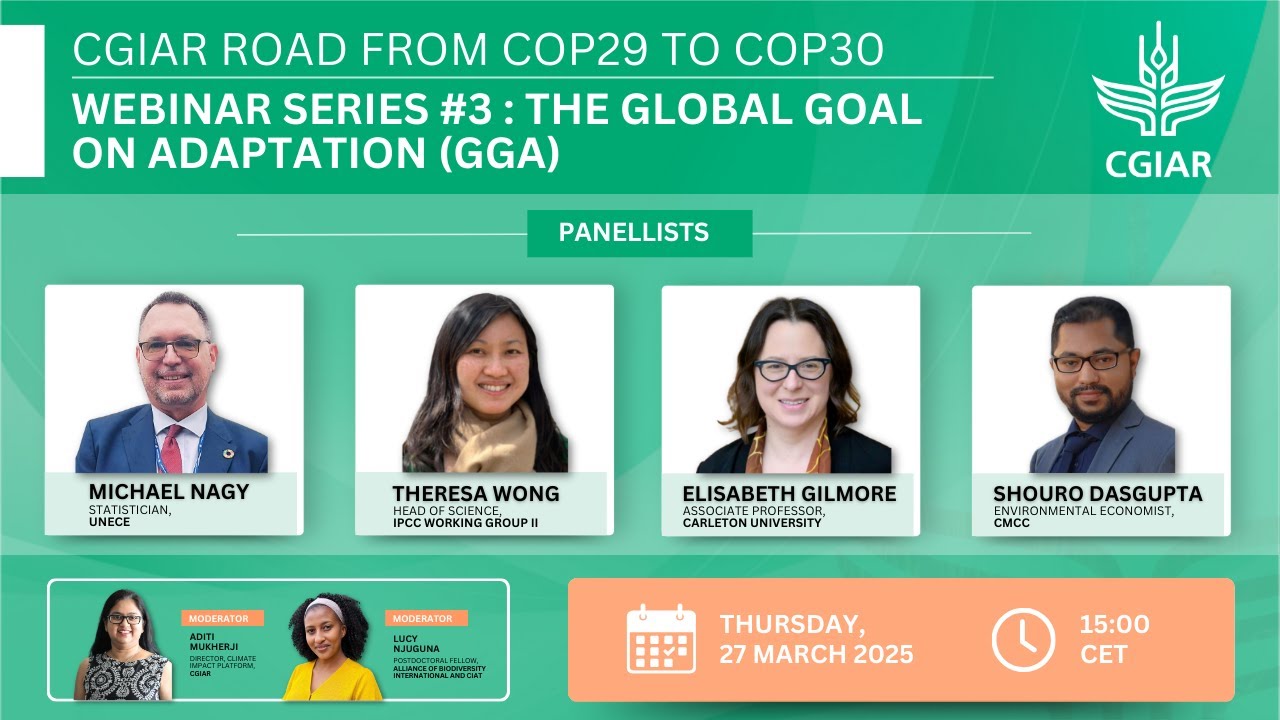 CGIAR Road from COP29 to COP30 Webinar Series #3 : The Global Goal on Adaptation (GGA)