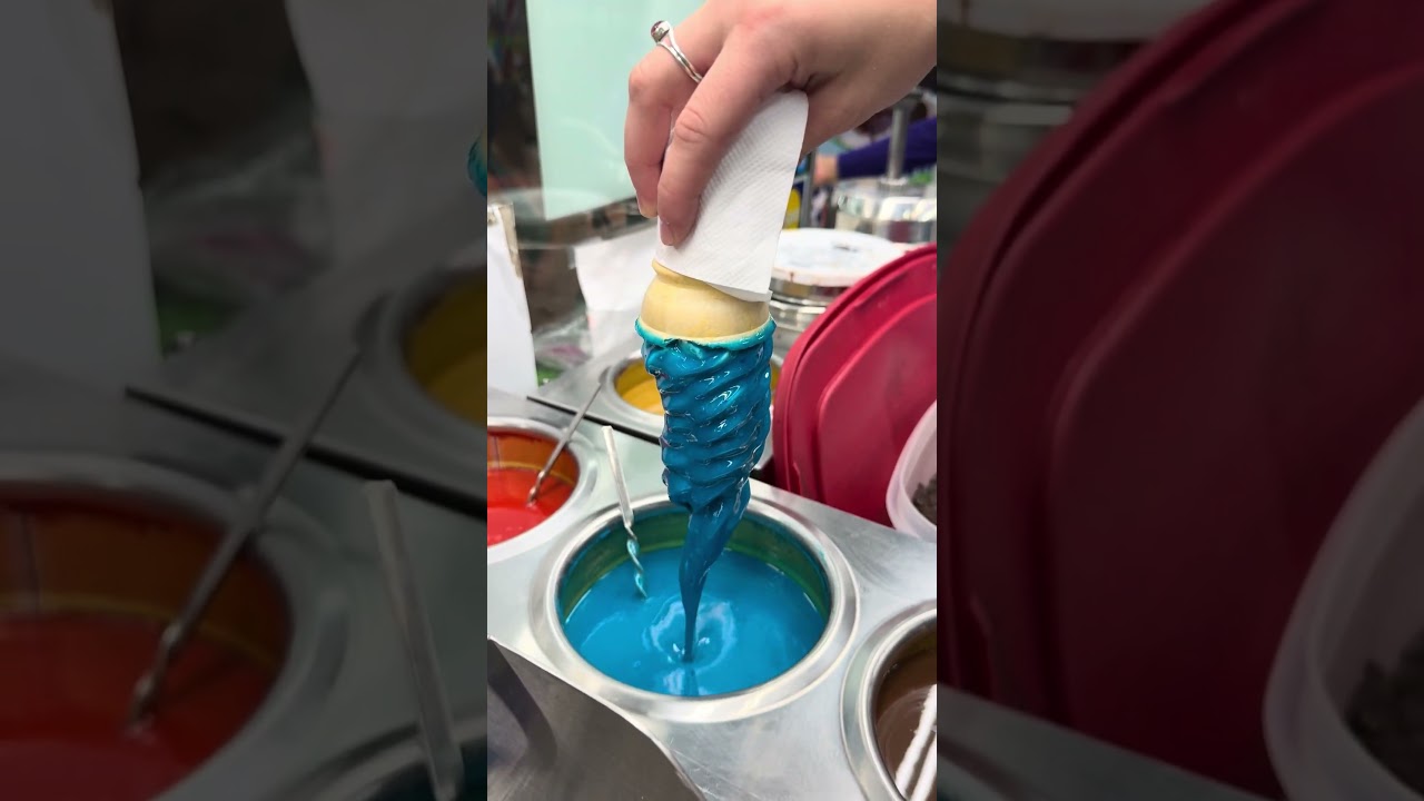 Blue Raspberry Dipped Ice Cream Cone! 🤤🍦 #blueraspberry #raspberry #icecream