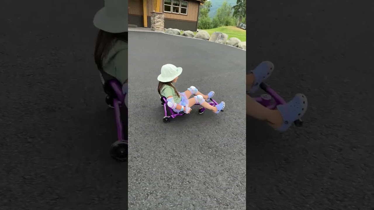 Cute Girl Learning to Ride Her New EzyRoller | Classic Ride-On Scooter & Go-Kart Fun! #shorts #fun