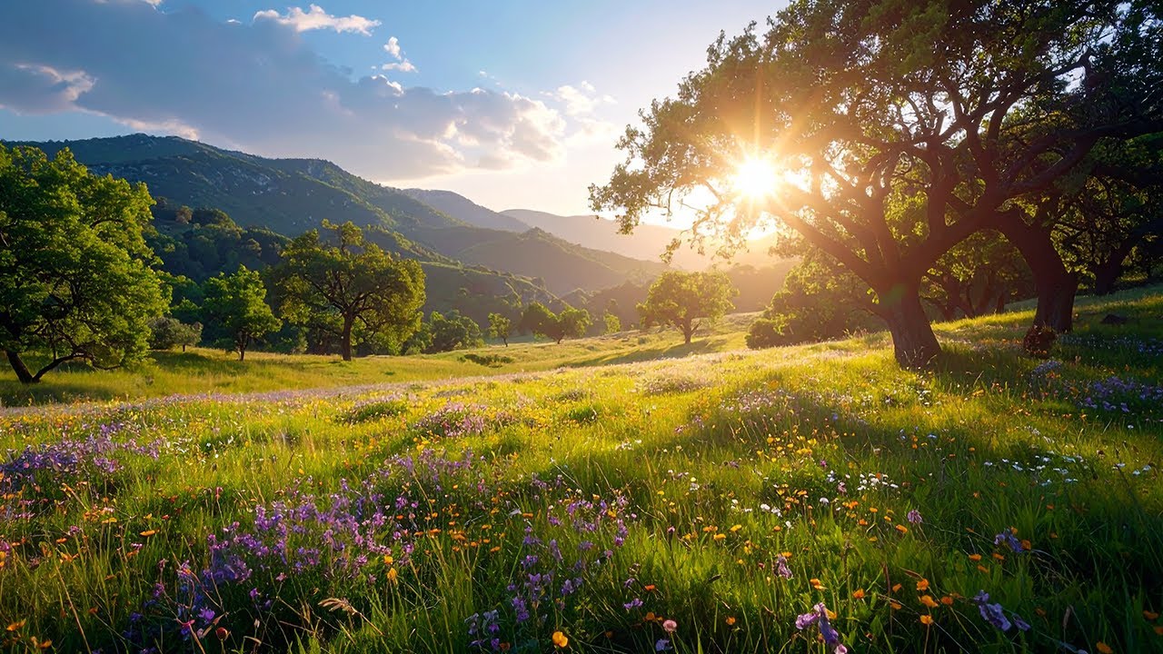 Calm Mind Wildflower Field Ambience with Bees, Birds & Gentle Breeze for Stress Relief & Meditation