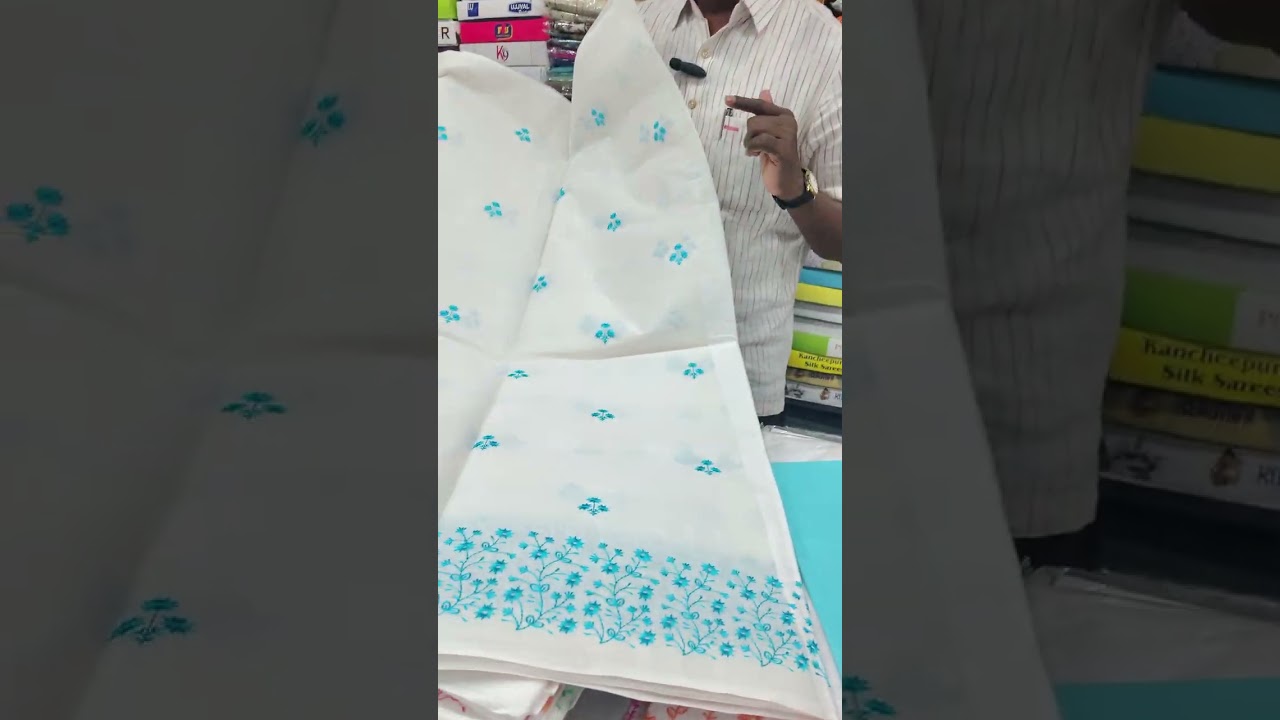 Organdi cotton sarees / computer thread work sarees / shanmukha Textiles / chirala / white sarees 
