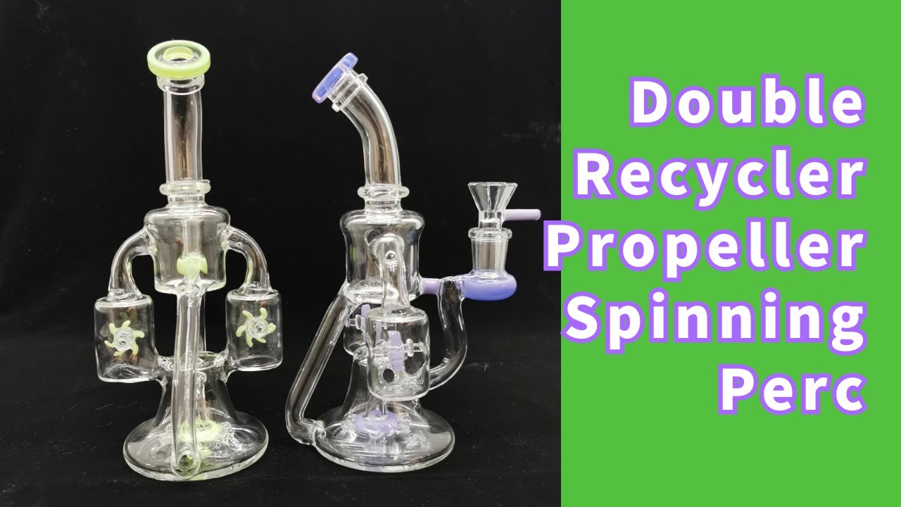 Double Recycler Propeller Spinning Perc 8.7 Inch Colorful Glass Bongs ShareBongs Product Review