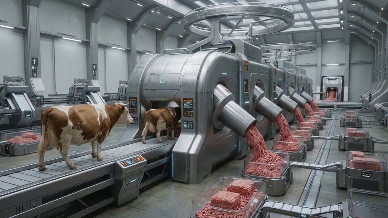 Realistic Giant Cow Processing Factory | Ultra Real AI Video | Minced Meat Production&rdquo;