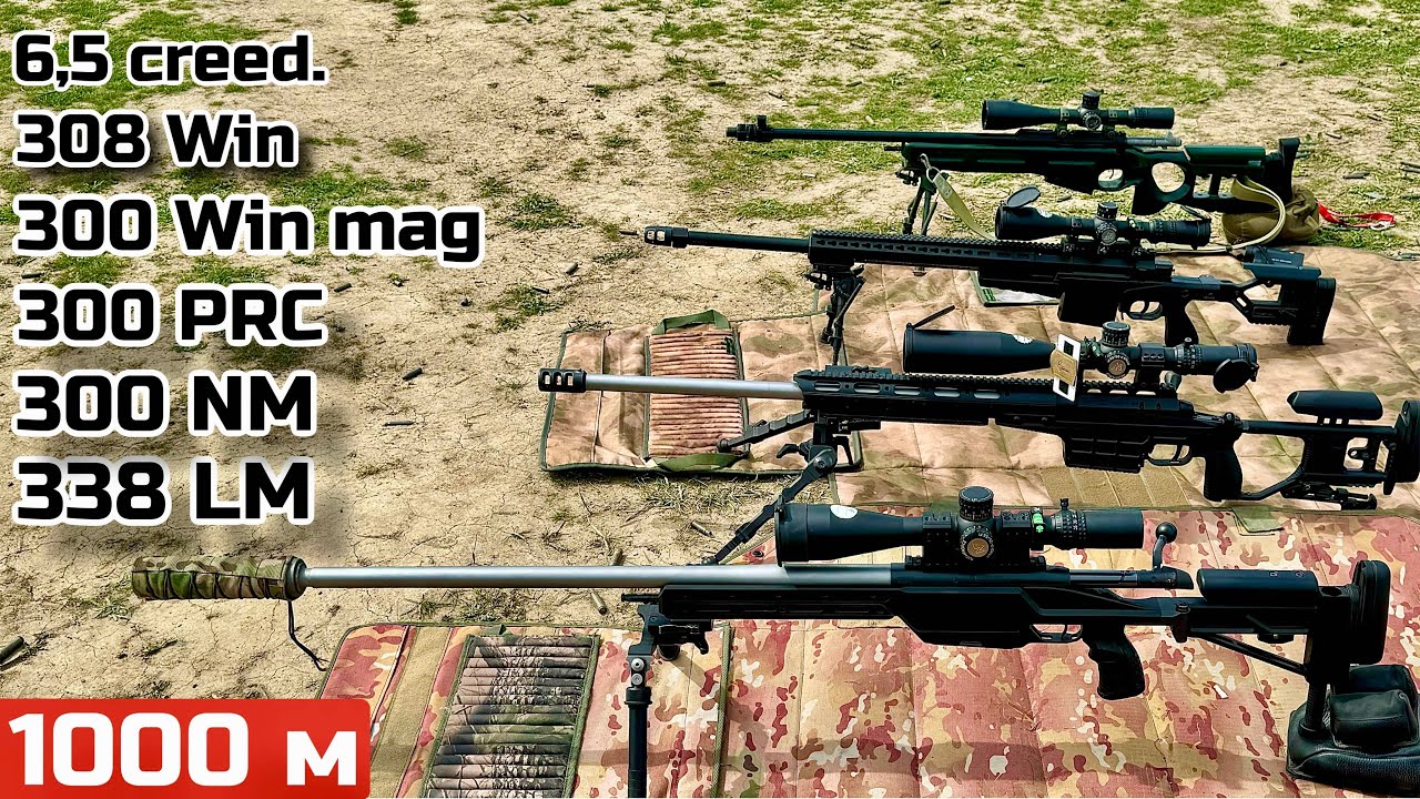 1000 м. - 338LM, 300 PRC, 300 NM, 300 win mag, 308 win, 6,5 creedmoor.