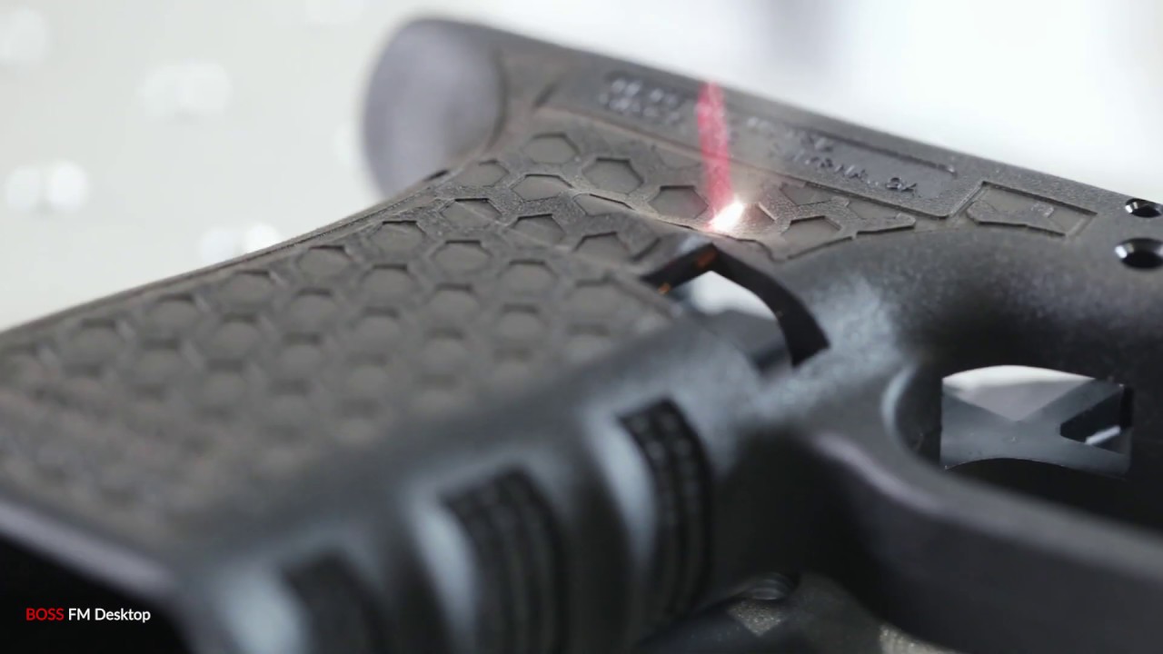 Fiber Laser Engraving Hand Gun Grip Stippling on BOSS FM Laser