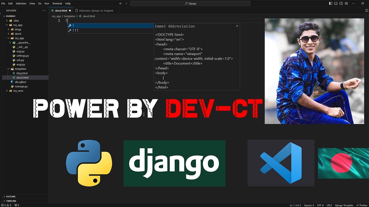 how to setup Django HTML Emmet Templates in vs code . #python #django