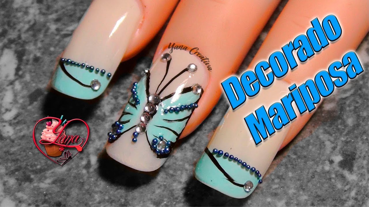 Decoraciones de U&ntilde;as Mariposa Azul - Yana - Nail Art