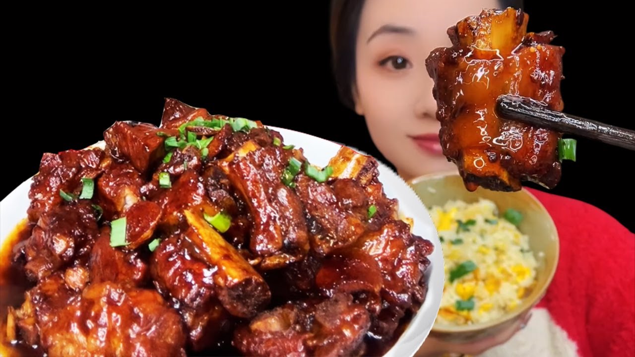 Eating rice and pork | Sweet and sour pork ribs
