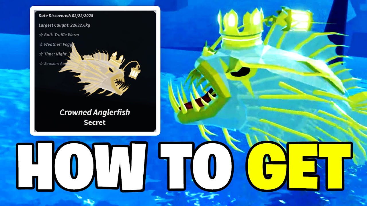 Roblox Fisch - HOW TO GET & CATCH SECRET CROWNED ANGLERFISH (Full Guide - Location)
