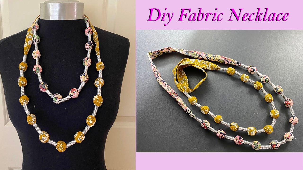 Diy Beautiful Liberty Fabric Beads necklace | Long Fabric Necklace | colar de tecido, Collar de tela
