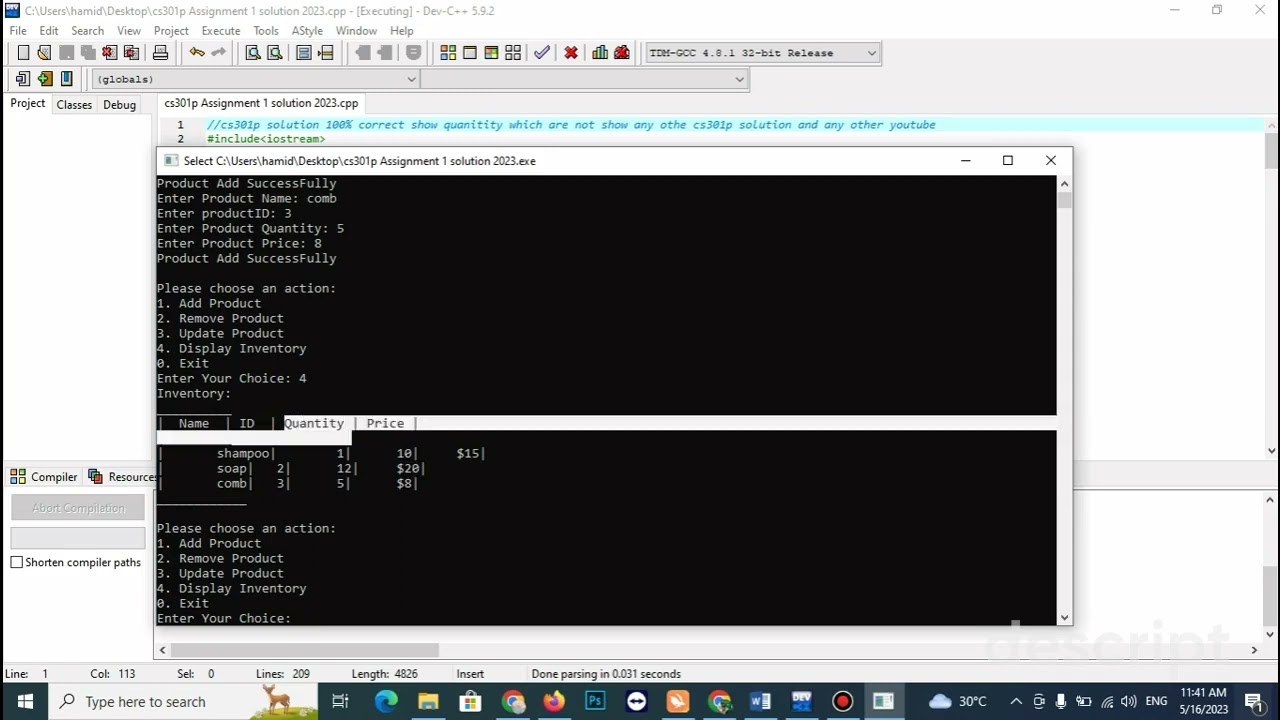 cs301p assignment no 1 solution   100% correct