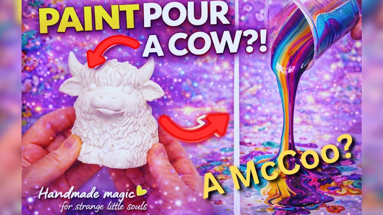 Can I Paint Pour a Colourful McCoo? Acrylic Pour Experiment!🐮