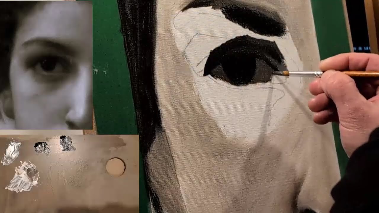 Part 1. Painting the eye in oil, the grisaille.