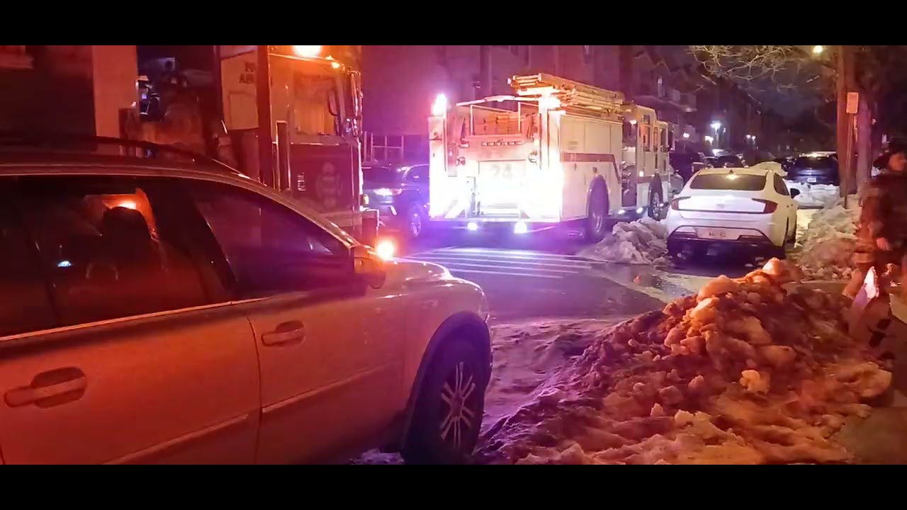 Jersey city fire department responding to a call about a fire alarm going off 