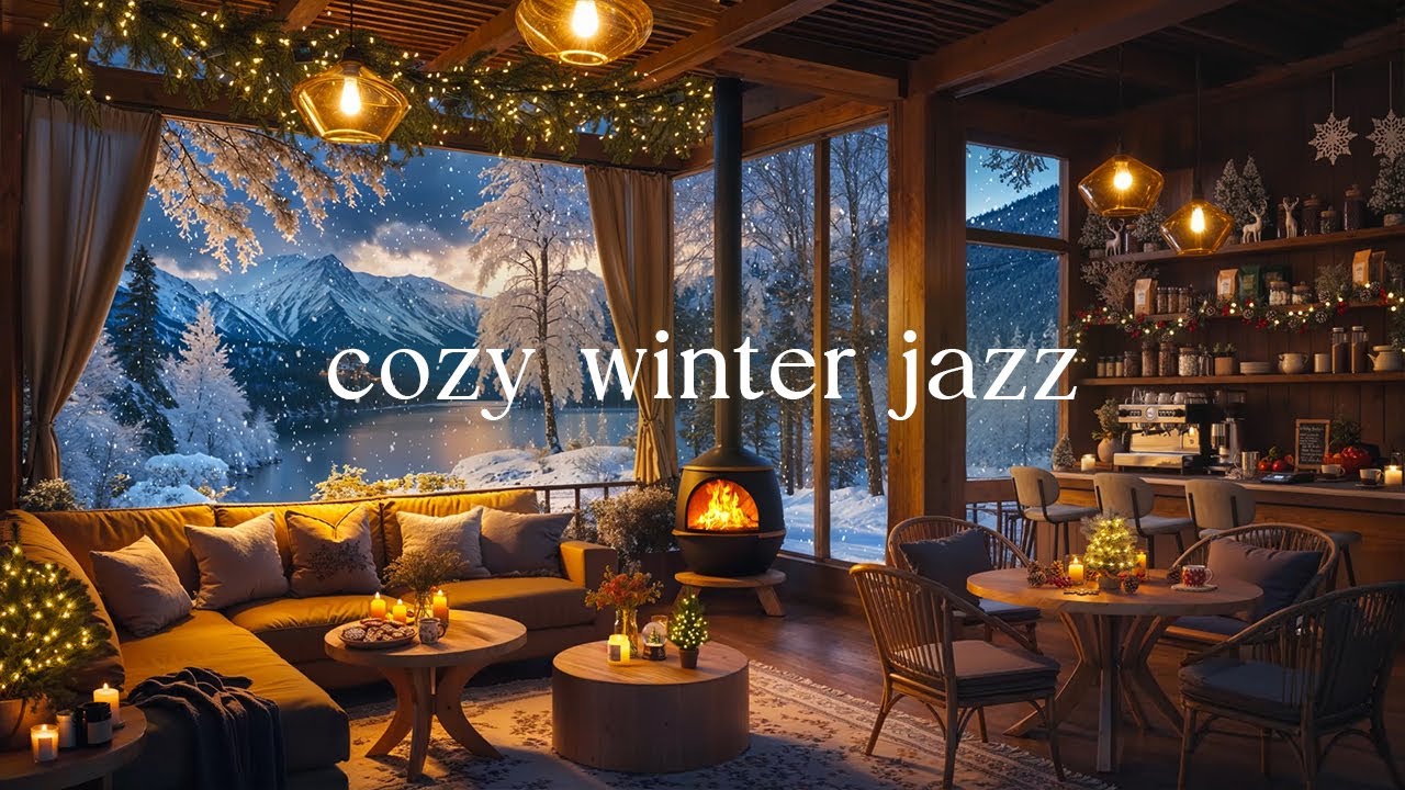 ❄️ Cozy Winter Jazz  – Cozy Fireplace & Snowy Ambience for Relaxation, Study & Work