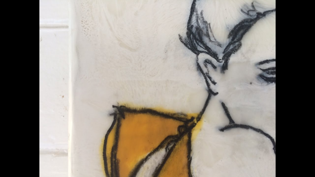 'Yellow Dress' Encaustic with Charcoal Transfer 9.30.16