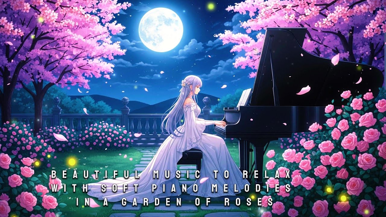 Beautiful Music to Relax with SOFT Piano Melodies in a Garden of Roses