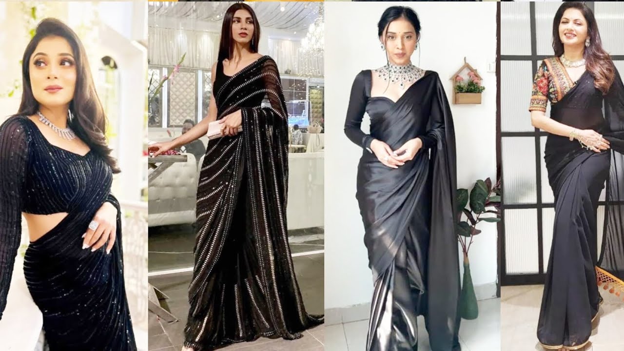 Black Saree Look Ideas for Wedding & Party 🖤 | Elegant Black Saree Styling Ideas