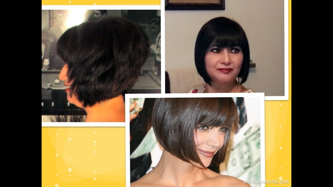 How to: cut hair at home do a Short Stacked Chin length BOB HAIRCUT with Bangs layers Tutorial