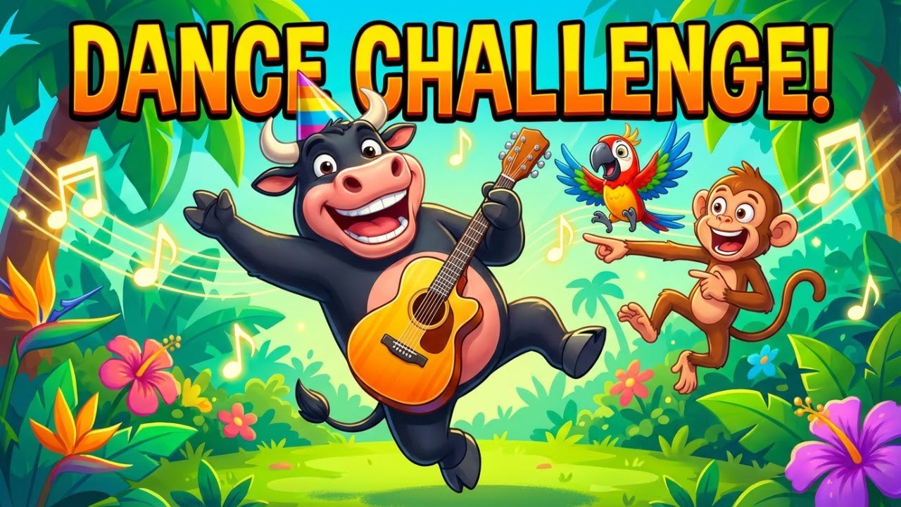 The Black Faced Ox 🐮  Fun Kids Song & Dance Challenge! Jungle ABC