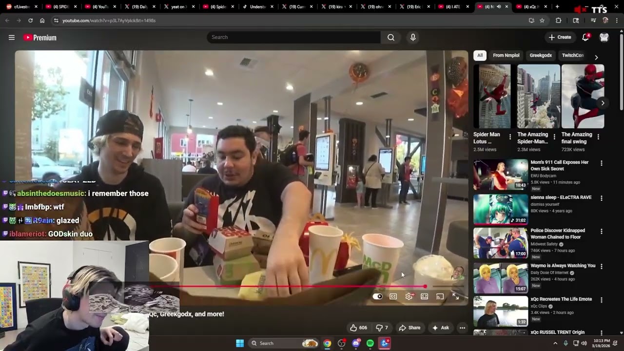 xQc реагирует на то, что Grekgodx заказал всё меню.