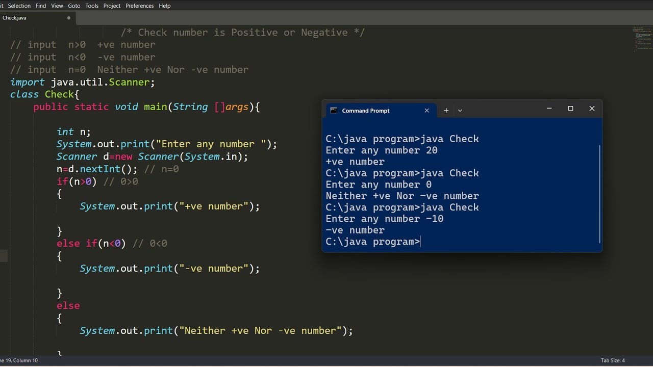 program to check number is Positive or Negative hindi