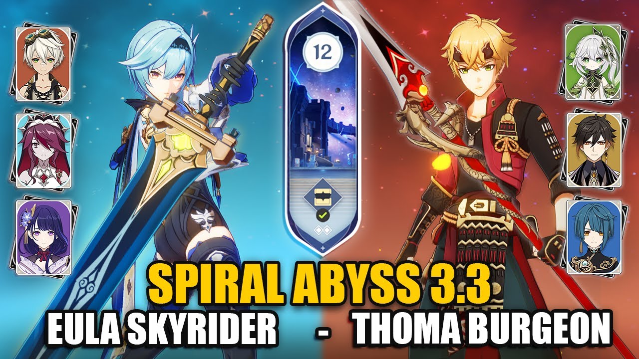 F2P C0 Eula Skyrider Greatsword & Thoma Burgeon | Spiral Abyss 3.3 Floor 12 9 Stars | Genshin Impact