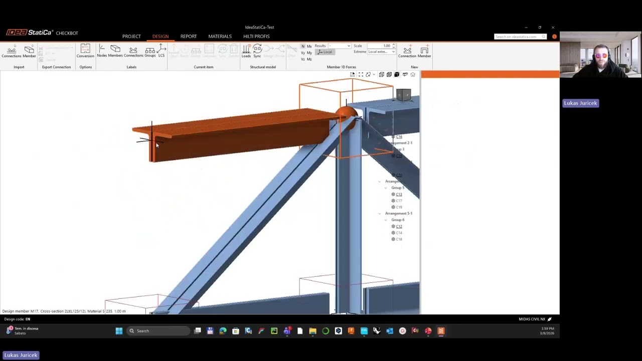 Anchoring of Cantilevered Truss to Precast Concrete Column | Global FEM → Connection → RC check
